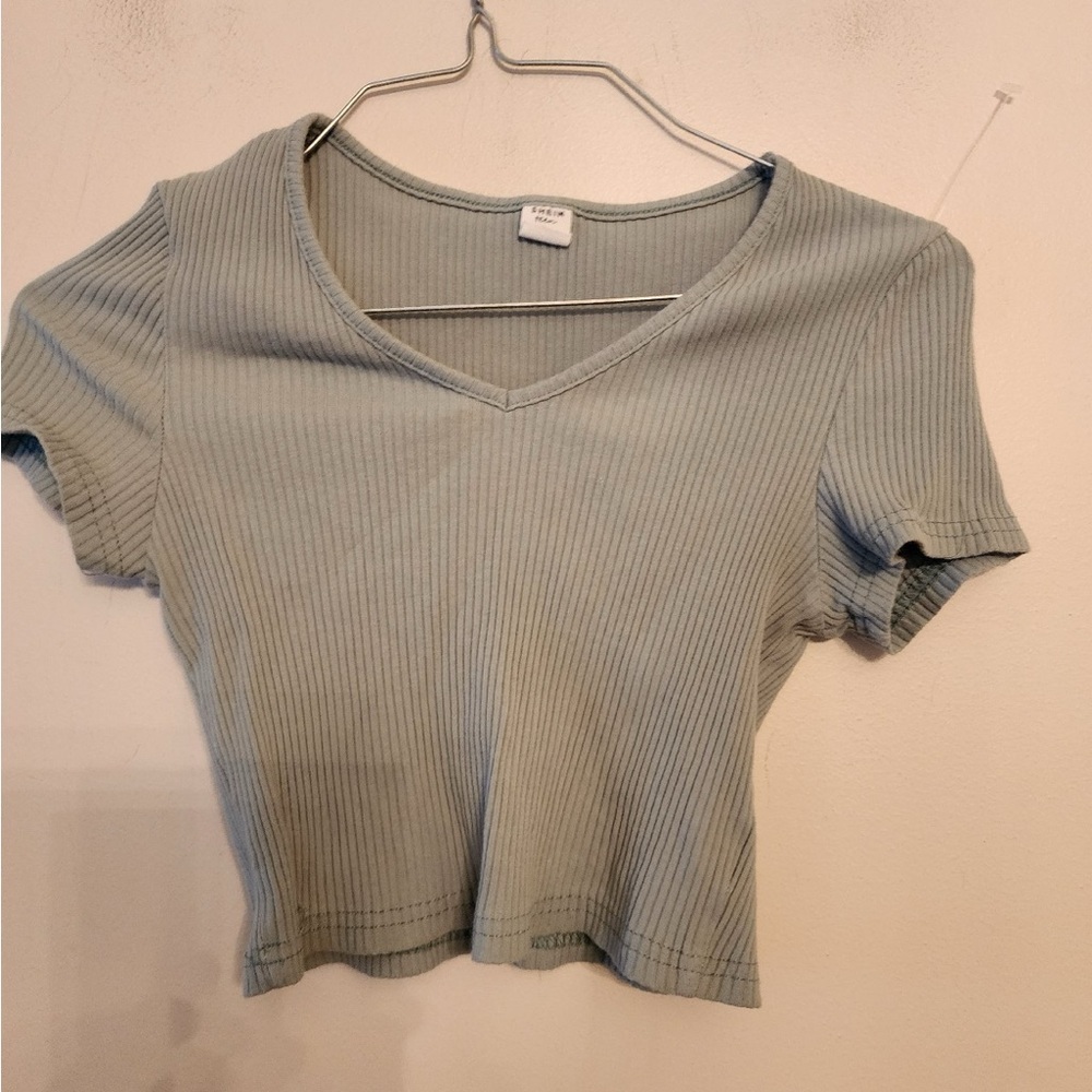 Shein girls grey cropped top shirt size youth x large